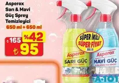 ASPEROX SARI & MAVİ GÜÇ SPREY TEMİZLEYİCİ 650 ML + 650 ML fiyat ve kampanya bilgisi